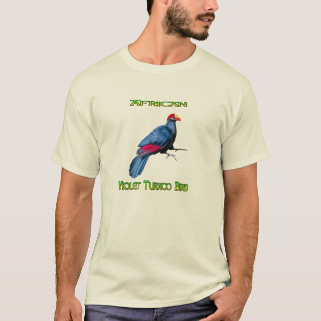 Violet African Turaco Bird T-Shirt (Front)