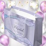 Violet agate name elegant birthday party large gift bag<br><div class="desc">Violet,  lavender coloured agate background.  Personalise and add a date,  name and age.   The name is written with a modern hand lettered style script.</div>