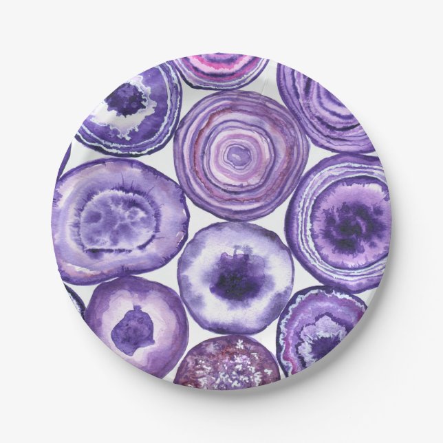 Violet agate pattern paper plate (Front)