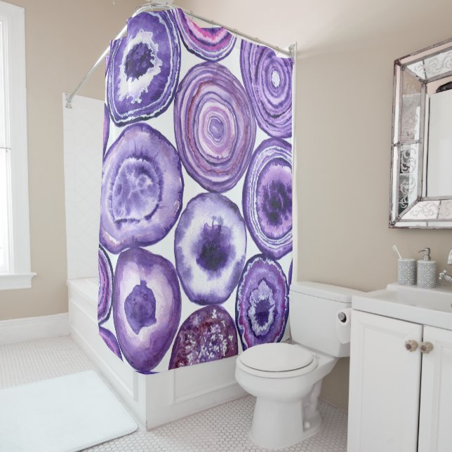 Violet agate pattern shower curtain (In Situ)