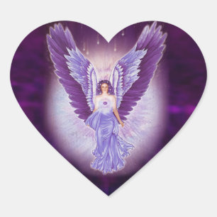 Violet Amethyst Angel Heart Stickers