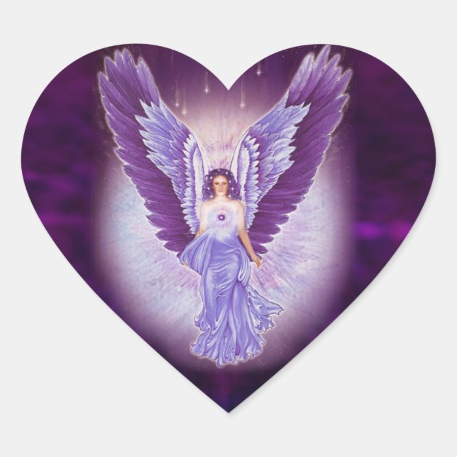 Violet Amethyst Angel Heart Stickers (Front)