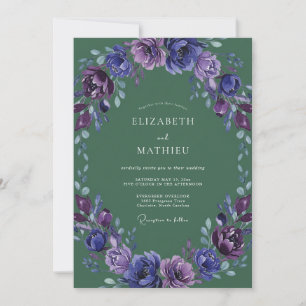 Violet Amethyst Petal Wedding Invitation