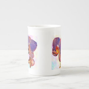violet and amber orchid bone china mug