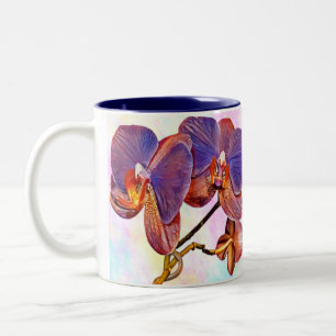 violet and amber orchid Two-Tone coffee mug