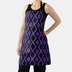 Violet and black diamond pattern apron