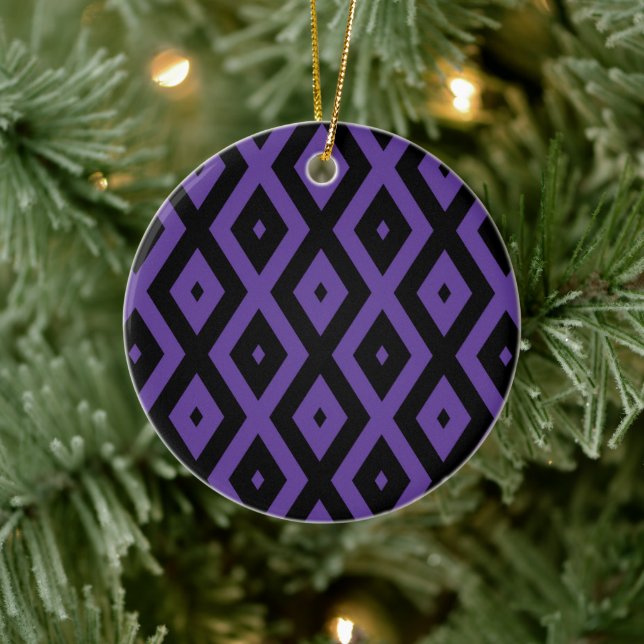 Violet and black diamond pattern ceramic tree decoration (Tree)
