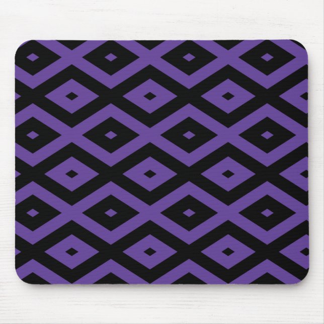 Violet and black diamond pattern mouse mat (Front)
