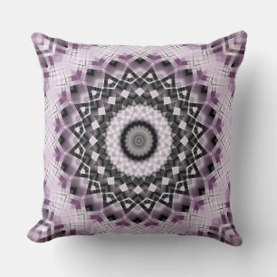 Violet and Black Geometric Mandala Pattern Design Cushion