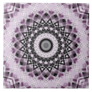 Violet and Black Geometric Mandala Pattern Design Tile