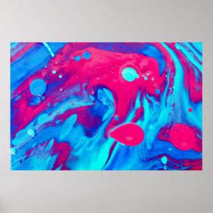 Violet and blue abstract painting poster