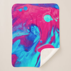 Violet and blue abstract painting sherpa blanket