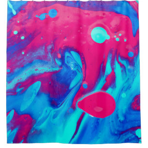 Violet and blue abstract painting shower curtain