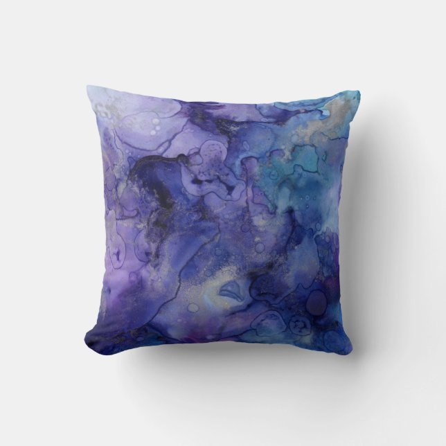 Violet and Blue Watercolor Cushion (Front)