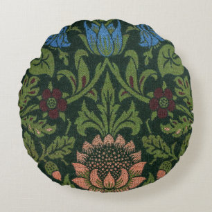 Violet and Columbine by William Morris Round Cushion