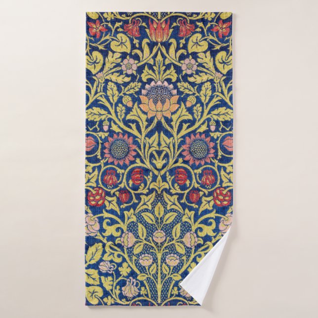 Violet and Columbine, William Morris Bath Towel (Bath Towel)