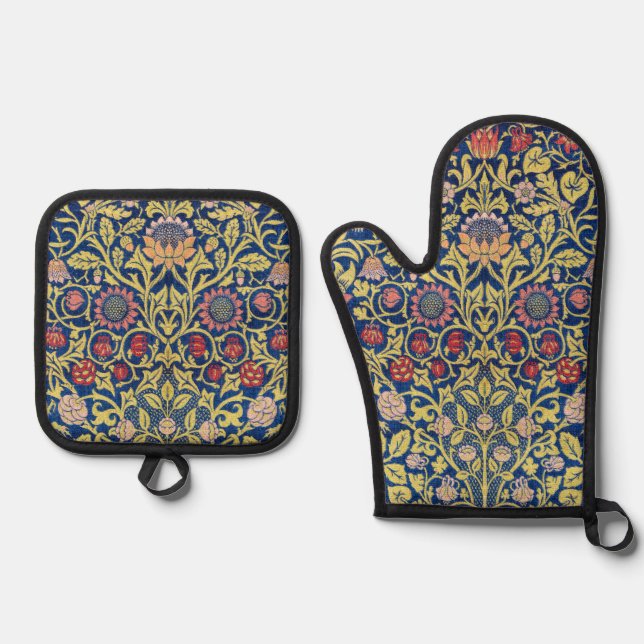 Violet and Columbine, William Morris Oven Mitt & Pot Holder Set (Front)