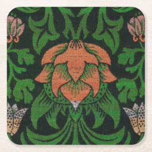 Violet and Columbine, William Morris Square Paper Coaster