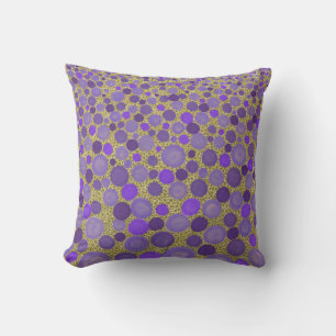 Violet and Dijon Spotted Throw Pillow