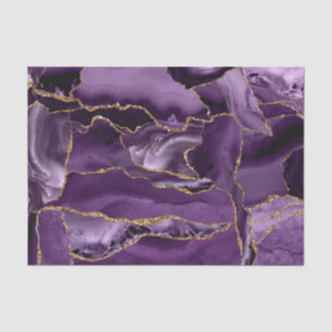 Violet and Gold Glitter Agate Abstract Tissue Paper