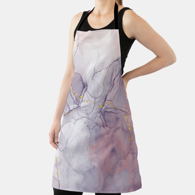 Violet and Gold Marble Apron (Insitu)