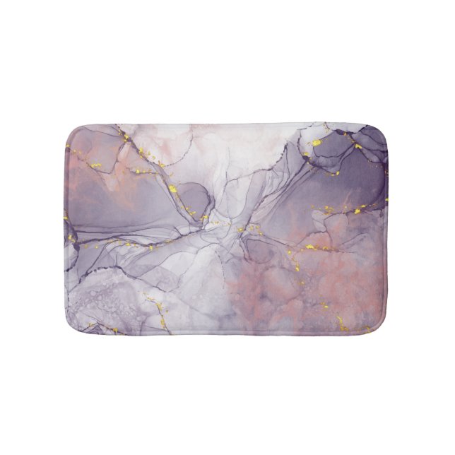 Violet and Gold Marble Bath Mat (Front)