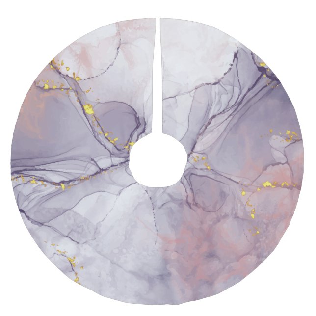Violet and Gold Marble Brushed Polyester Tree Skirt (Front)