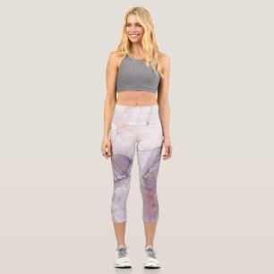 Violet and Gold Marble Capri Leggings