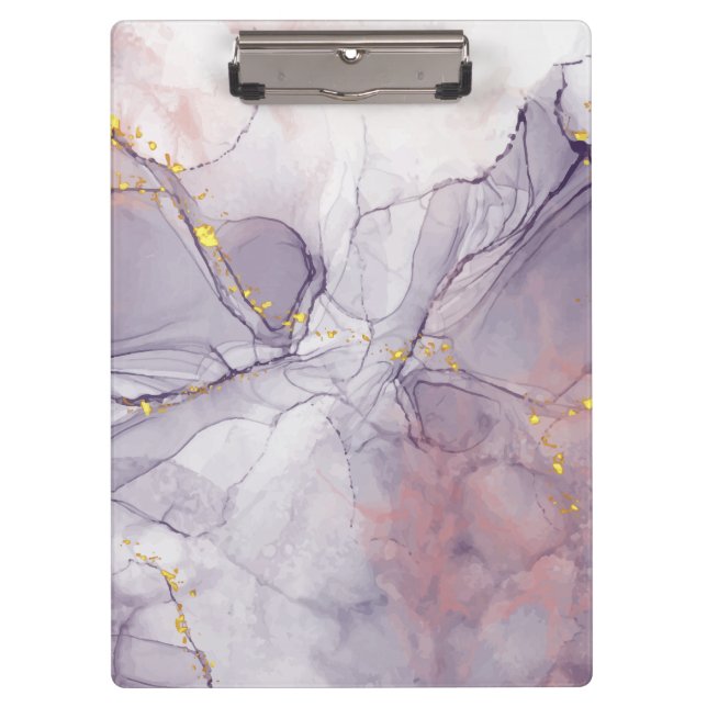 Violet and Gold Marble Clipboard (Front)