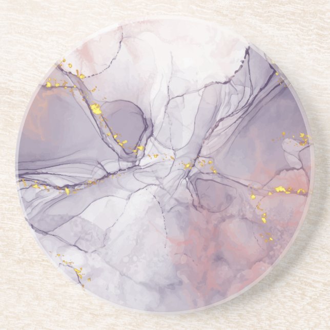 Violet and Gold Marble Coaster (Front)
