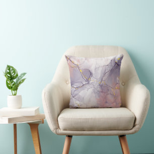 Violet and Gold Marble Cushion