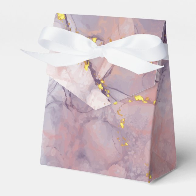 Violet and Gold Marble Favour Box (Front Side)