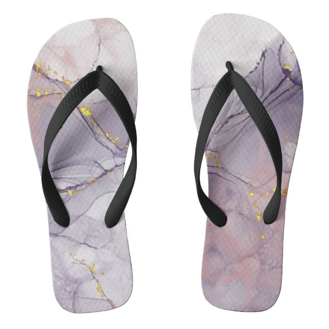 Violet and Gold Marble Flip Flops (Footbed)