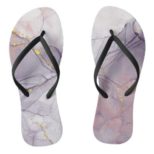 Violet and Gold Marble Flip Flops