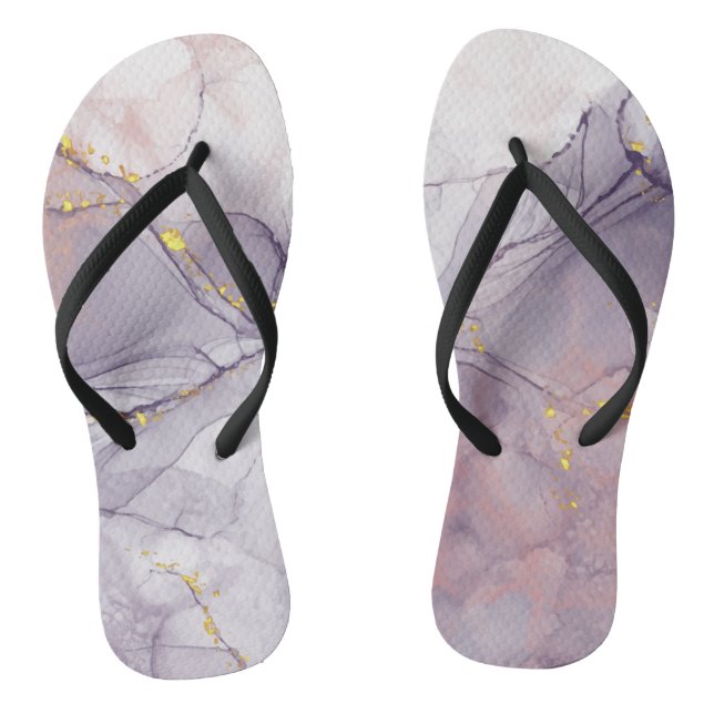Violet and Gold Marble Flip Flops (Footbed)