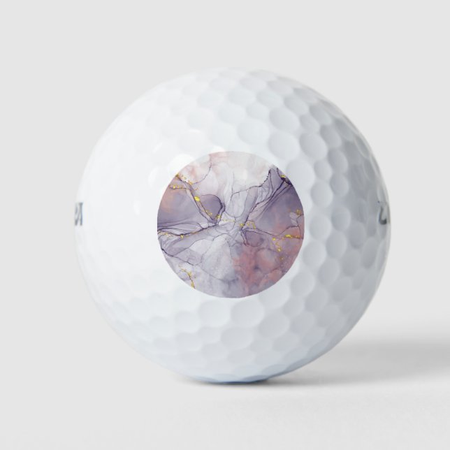 Violet and Gold Marble Golf Balls (Front)