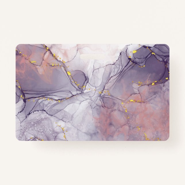 Violet and Gold Marble ID Badge (Front)
