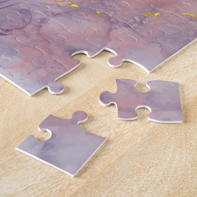 Violet and Gold Marble Jigsaw Puzzle (Side)