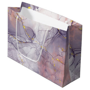 Violet and Gold Marble Large Gift Bag