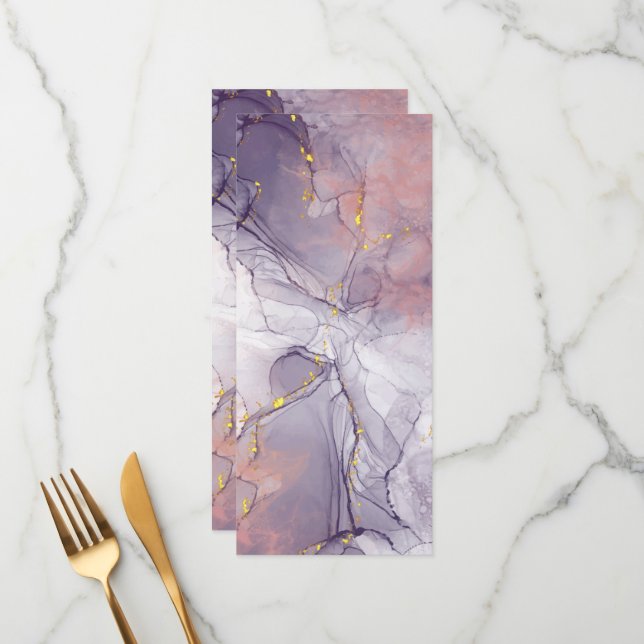 Violet and Gold Marble Menu (Front/Back In Situ)