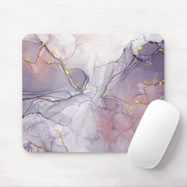 Violet and Gold Marble Mouse Mat (With Mouse)