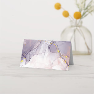 Violet and Gold Marble Place Card