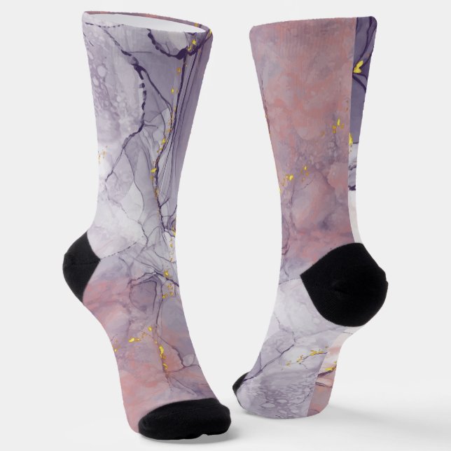 Violet and Gold Marble Socks (Angled)