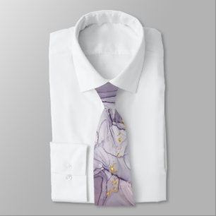 Violet and Gold Marble Tie