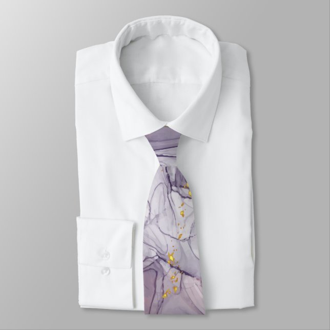 Violet and Gold Marble Tie (Tied)