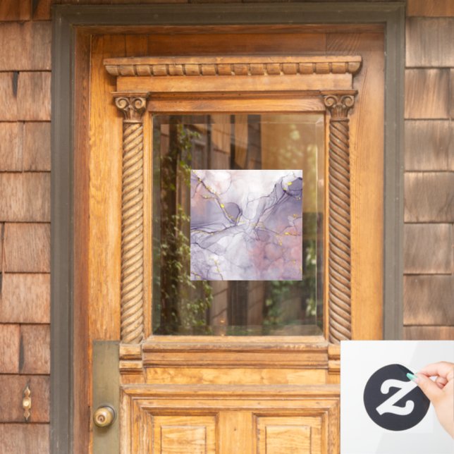 Violet and Gold Marble Window Cling (Home Door)