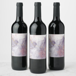 Violet and Gold Marble Wine Label
