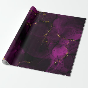 Violet and Golden Marble Wrapping Paper
