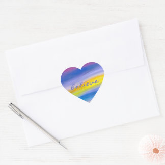 Violet and Golden Ray Abstract Heart Sticker