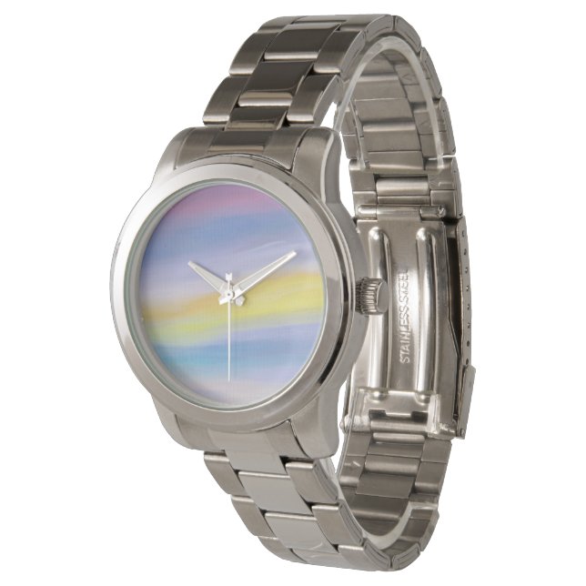 Violet and Golden Ray Abstract Watch (Angled)
